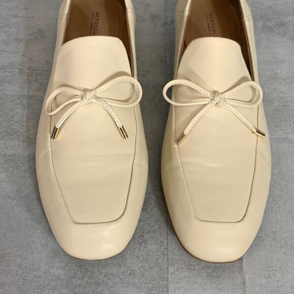 AEROSOLES Off White Mila Round-Toe Slip-On Stacked Block Heel Loafers SZ 9.5 - Picture 6 of 7